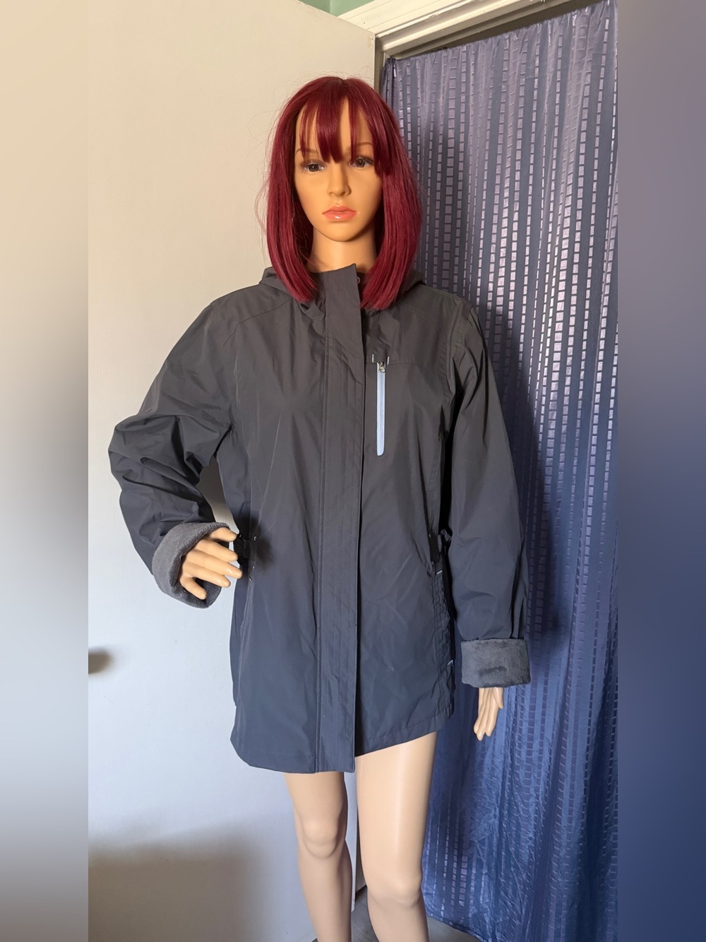 Free Country Large Reversible Gray Faux Fur Hooded Jacket Coat